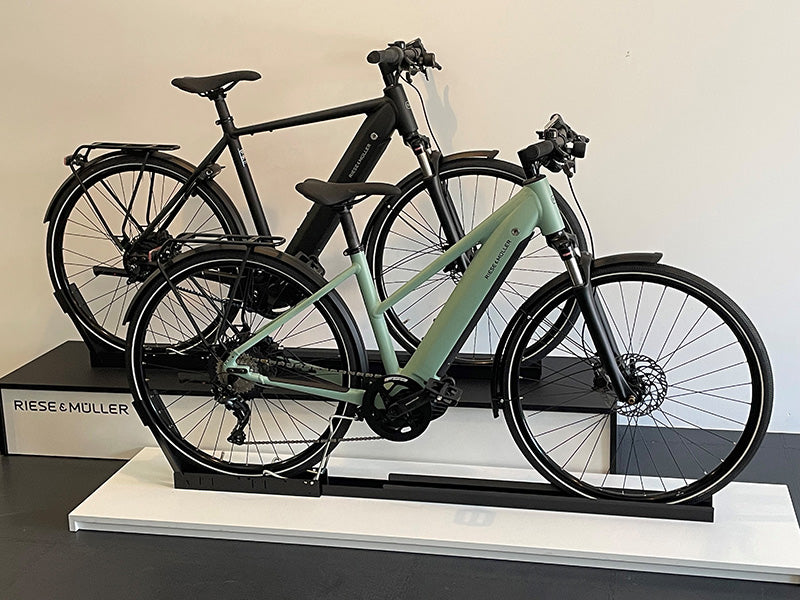 Riese and Muller Roadster Electric Bikes on display at Spoke and Motor in Ely, Cambridgeshire.