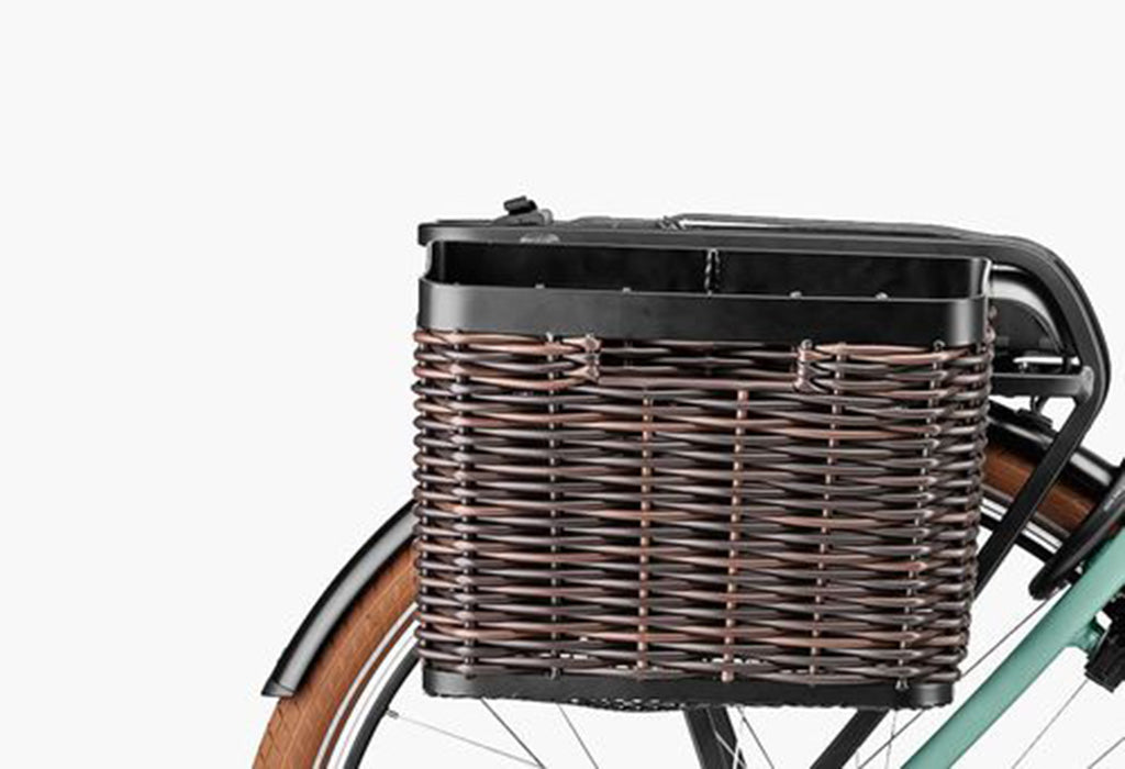 Rear basket on a Swing electric bike by Riese and Muller.