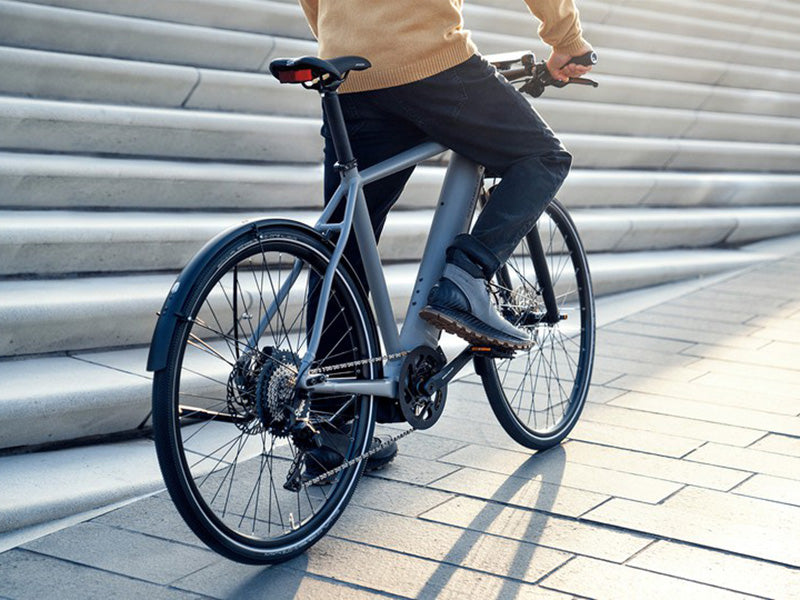 Man standing with his Roadster by Riese and Muller.